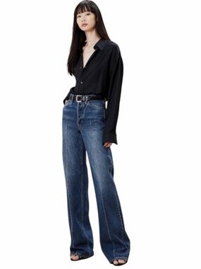 Banana Republic Pintuck Wide Leg Jeans Medium Wash 100% Cotton High Rise Size 29